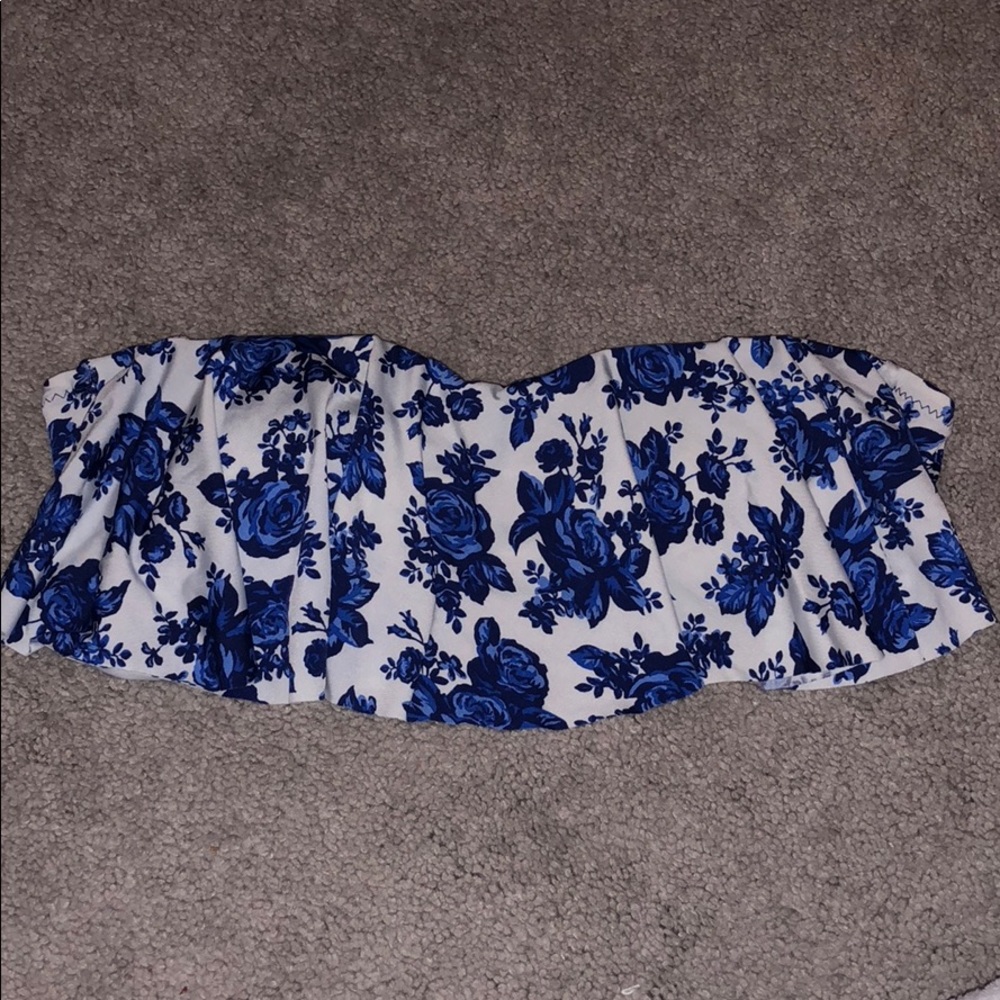 BLUE FLORAL SWIM TOP